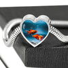 Fantail Fish Print Heart Charm Steel Bracelet-Free Shipping - Deruj.com