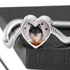 Finnish Lapphund Dog Print Heart Charm Steel Bracelet-Free Shipping - Deruj.com