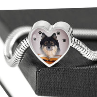 Finnish Lapphund Dog Print Heart Charm Steel Bracelet-Free Shipping - Deruj.com