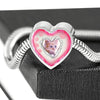 Cute Kitten Print Heart Charm Steel Bracelet-Free Shipping - Deruj.com