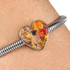 Bullmastiff Print Heart Charm Steel Bracelet-Free Shipping - Deruj.com