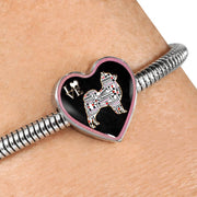 Pomeranian Dog Love Print Heart Charm Steel Bracelet-Free Shipping - Deruj.com