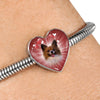 Papillon Dog Print Heart Charm Steel Bracelet-Free Shipping - Deruj.com