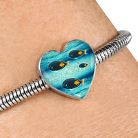 Achilles Tang Fish Print Heart Charm Steel Bracelet-Free Shipping - Deruj.com