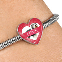 Bearded Collie Dog Print Heart Charm Steel Bracelet-Free Shipping - Deruj.com