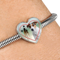 Jack Russell Terrier Print Heart Charm Steel Bracelet-Free Shipping - Deruj.com