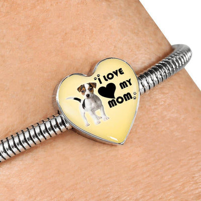 Jack Russell Terrier Print Heart Charm Steel Bracelet-Free Shipping - Deruj.com