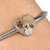 Siberian Husky Print Heart Charm Steel Bracelet-Free Shipping - Deruj.com