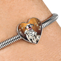 Dalmatian Dog Print Heart Charm Steel Bracelet-Free Shipping - Deruj.com