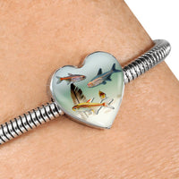 Glowlight Tetra Fish Print Heart Charm Steel Bracelet-Free Shipping - Deruj.com