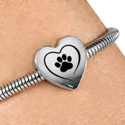 Paw Print Heart Charm Steel Bracelet-Free Shipping - Deruj.com