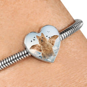Australian Terrier Print Heart Charm Steel Bracelet-Free Shipping - Deruj.com