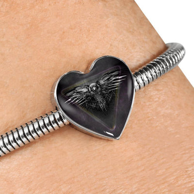 Amazing Eagle Print Heart Charm Steel Bracelet-Free Shipping - Deruj.com