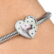 Bull Terrier Print Heart Charm Steel Bracelet-Free Shipping - Deruj.com
