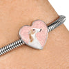 Borzoi Dog Print Heart Charm Steel Bracelet-Free Shipping - Deruj.com