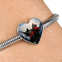 Bombay Cat Print Heart Charm Steel Bracelet-Free Shipping - Deruj.com