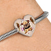 Brussels Griffon Dog Print Heart Charm Steel Bracelet-Free Shipping - Deruj.com
