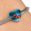 Fantail Fish Print Heart Charm Steel Bracelet-Free Shipping - Deruj.com