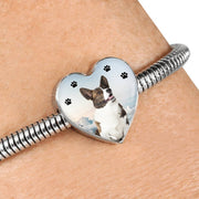 Cardigan Welsh Corgi Print Heart Charm Steel Bracelet-Free Shipping - Deruj.com