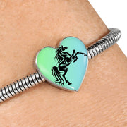 Amazing Horse Vector Print Heart Charm Steel Bracelet-Free Shipping - Deruj.com