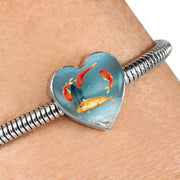 Goldfish Print Heart Charm Steel Bracelet-Free Shipping - Deruj.com