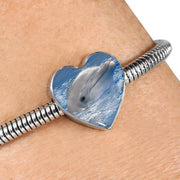 Cute Dolphin Print Heart Charm Steel Bracelet-Free Shipping - Deruj.com