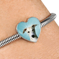 Whippet Dog Print Heart Charm Steel Bracelet-Free Shipping - Deruj.com