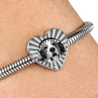 Beagle Dog Print Heart Charm Steel Bracelet-Free Shipping - Deruj.com