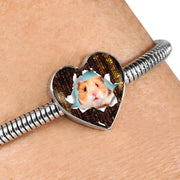 Syrian Hamster Print Heart Charm Steel Bracelet-Free Shipping - Deruj.com