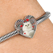 Lovely Persian Cat Print Heart Charm Steel Bracelet-Free Shipping - Deruj.com