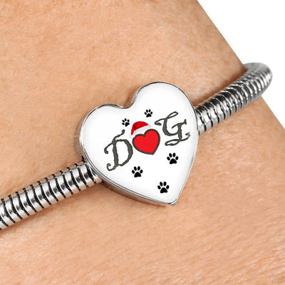 Dog With Paws Print Heart Charm Steel Bracelet-Free Shipping - Deruj.com
