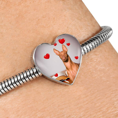 Pharaoh Hound Print Heart Charm Steel Bracelet-Free Shipping - Deruj.com