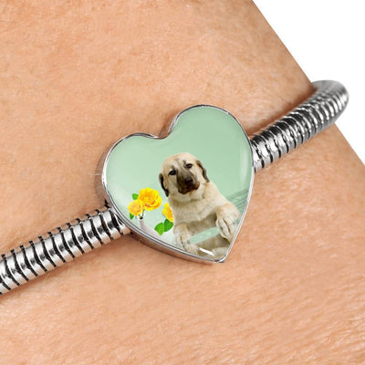 Anatolian Shepherd Dog Print Heart Charm Steel Bracelet-Free Shipping - Deruj.com