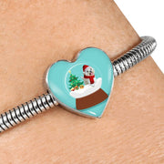 Maltese Dog Print Heart Charm Christmas Special Steel Bracelet-Free Shipping - Deruj.com