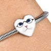 Cute Cat With Glasses Print Heart Charm Steel Bracelet-Free Shipping - Deruj.com