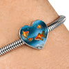 Common Goldfish Print Heart Charm Steel Bracelet-Free Shipping - Deruj.com