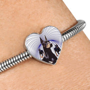 Doberman Pinscher Print Heart Charm Steel Bracelet-Free Shipping - Deruj.com