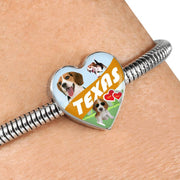 Cute Beagle Dog Print Texas Heart Charm Steel Bracelet-Free Shipping - Deruj.com