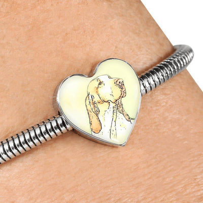 Bracco Italiano Dog Print Heart Charm Steel Bracelet-Free Shipping - Deruj.com
