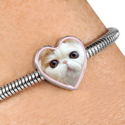 Cute Snoopy Cat Print Heart Charm Steel Bracelet-Free Shipping - Deruj.com