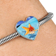 Comet Fish Print Heart Charm Steel Bracelet-Free Shipping - Deruj.com