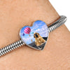 Spanish Mastiff Dog Print Heart Charm Steel Bracelet-Free Shipping - Deruj.com
