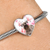 Cesky Terrier Print Heart Charm Steel Bracelet-Free Shipping - Deruj.com