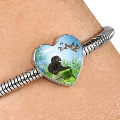 Barbet Dog Print Heart Charm Steel Bracelet-Free Shipping - Deruj.com