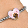 Rhodesian Ridgeback Dog Print Heart Charm Steel Bracelet-Free Shipping - Deruj.com