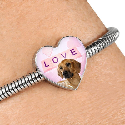 Rhodesian Ridgeback Dog Print Heart Charm Steel Bracelet-Free Shipping - Deruj.com