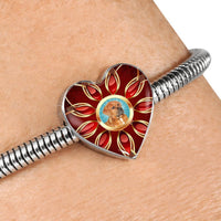 Tosa Inu Dog Print Heart Charm Steel Bracelet-Free Shipping - Deruj.com