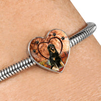 Hovawart Dog Print Heart Charm Steel Bracelet-Free Shipping - Deruj.com
