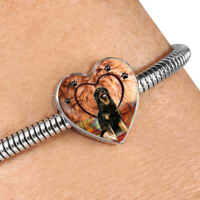 Hovawart Dog Print Heart Charm Steel Bracelet-Free Shipping - Deruj.com
