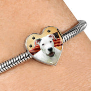 Dogo Argentino Print Heart Charm Steel Bracelet-Free Shipping - Deruj.com